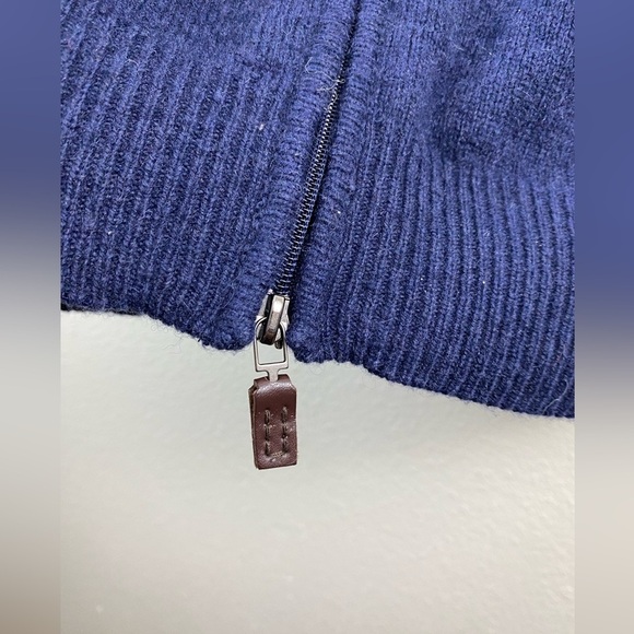 T. Harris London Lambswool Full Zip Knit Blue Soft cozy Vest Coat Men’s size XL - Picture 7 of 9